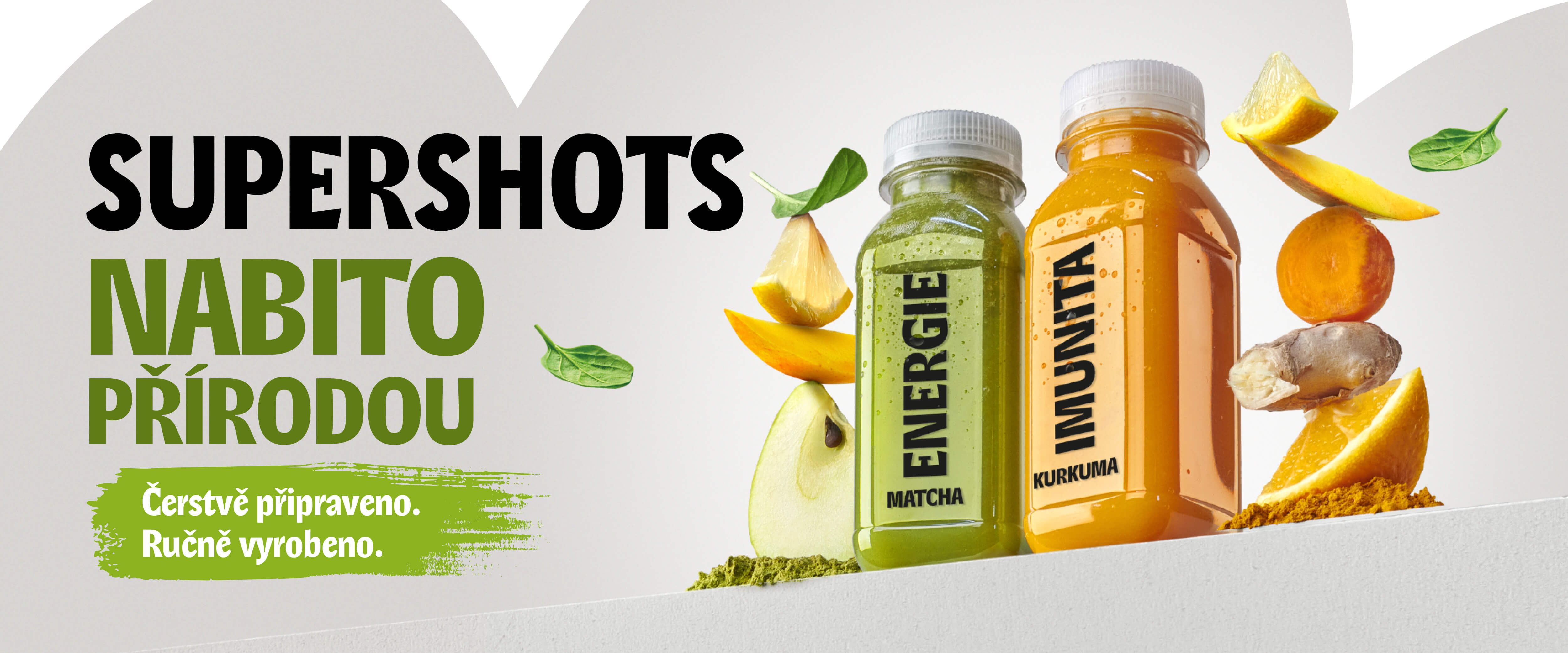 Supershots funkční drinky - matcha pro energie a kurkuma na imunitu