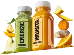 Funkční drinky UGO supershots se zázvorem, kurkumou a matchou