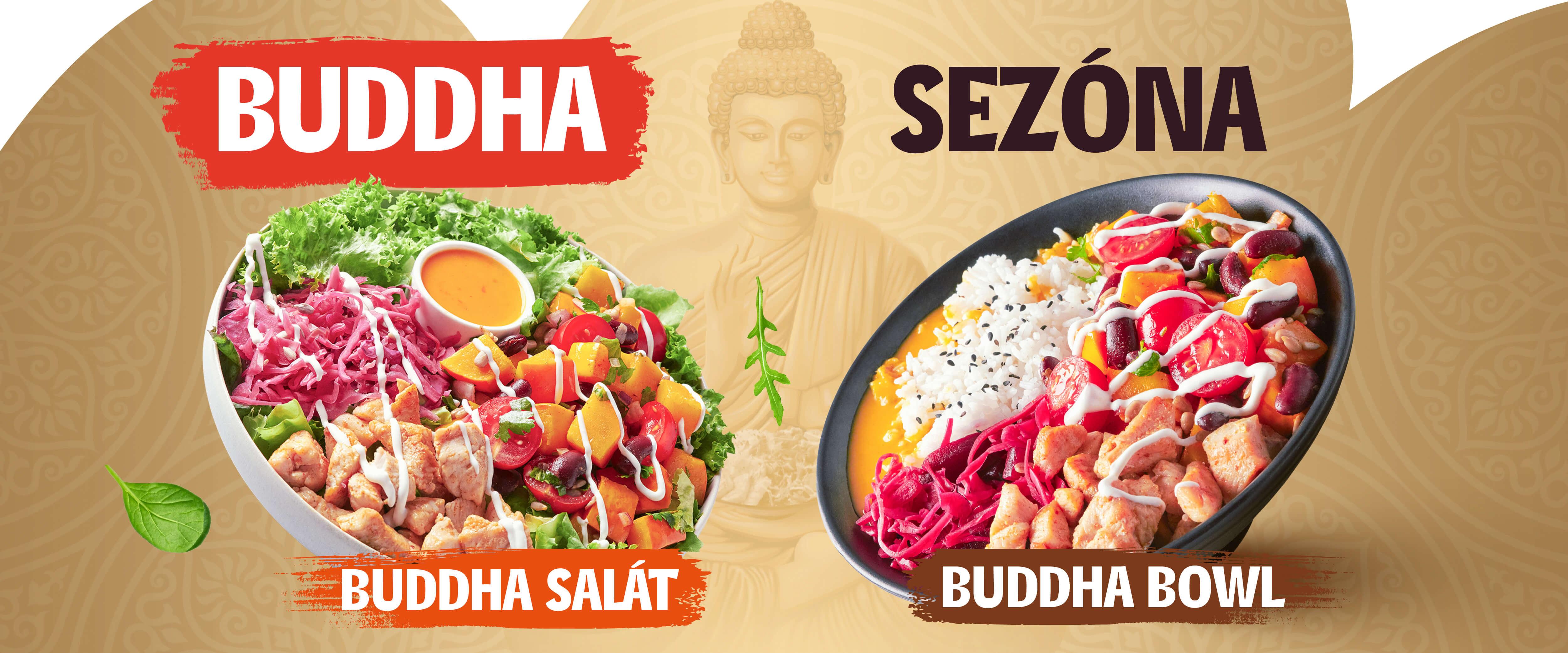 Buddha sez&oacute;na - Buddha sal&aacute;t s kuřec&iacute;m masem a Buddha bowl s kuřec&iacute;m masem